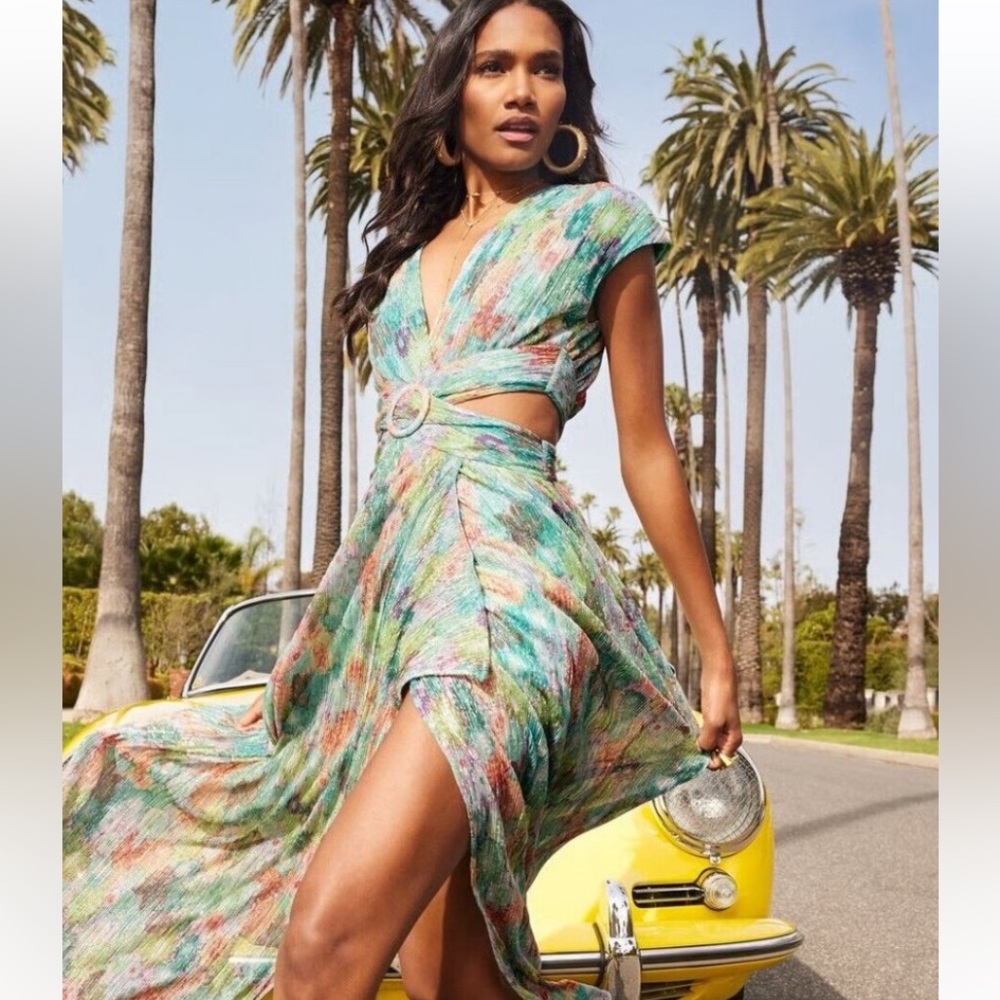 RAMY BROOK  genesis floral foil cut out gown